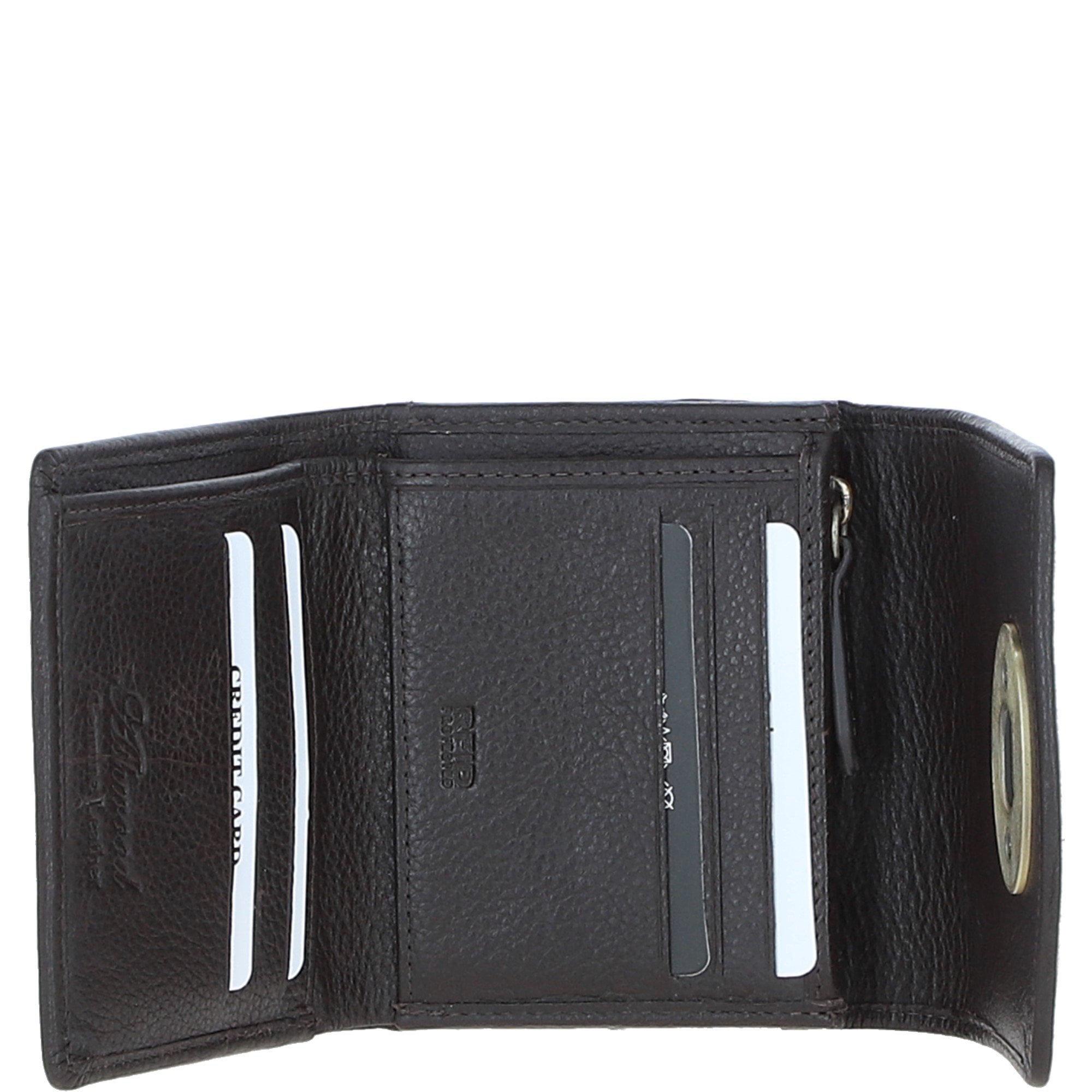 Elegant Ashwood Leather & Harris Tweed® Cloth Trifold Twist-Lock Purse Brown/Green: TW-10-09-BG