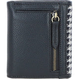 Elegant Ashwood Leather & Harris Tweed® Cloth Trifold Twist-Lock Purse Black/White: TW-10-12-BW