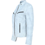 Leather Biker Jacket White: G 2131