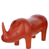 Handmade Extra Large Leather Footstool in Rhino Shape Tan: LA60-Rhino