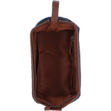 Ashwood Leather & Harris Tweed® Cloth Unisex Washbag Tan/Navy: TW-40-11-TN
