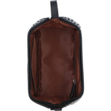Ashwood Leather & Harris Tweed® Cloth Unisex Washbag Black/White: TW-40-12-BW