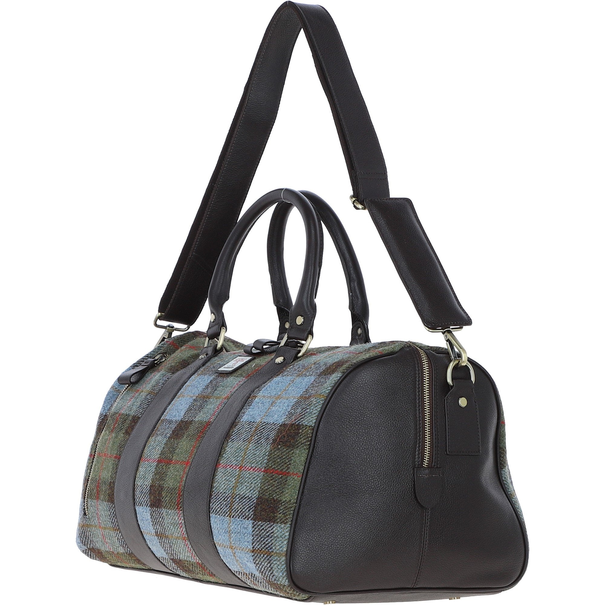 Ashwood Leather & Harris Tweed® Cloth Large Holdall Brown/Mcload: TW-47-01-BM