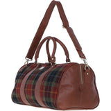 Ashwood Leather & Harris Tweed® Cloth Large Holdall Tan/Green/Red: TW-47-08-TR