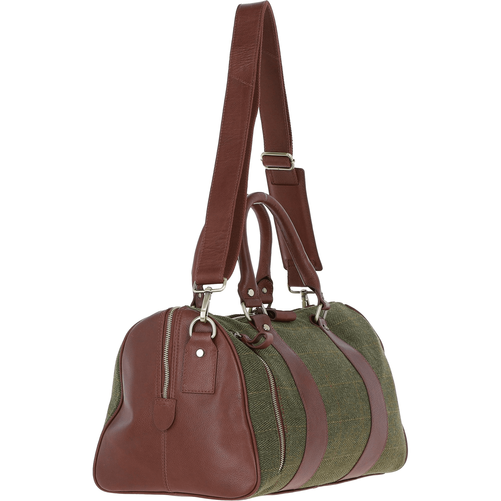 Ashwood Leather & Tweed Doctor Holdall Tan/Green Check: TW-46-10-TGNH