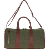 Ashwood Leather & Tweed Large Holdall Tan/Green Check: TW-47-10-TGNH