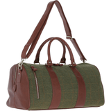 Ashwood Leather & Tweed Large Holdall Tan/Green Check: TW-47-10-TGNH