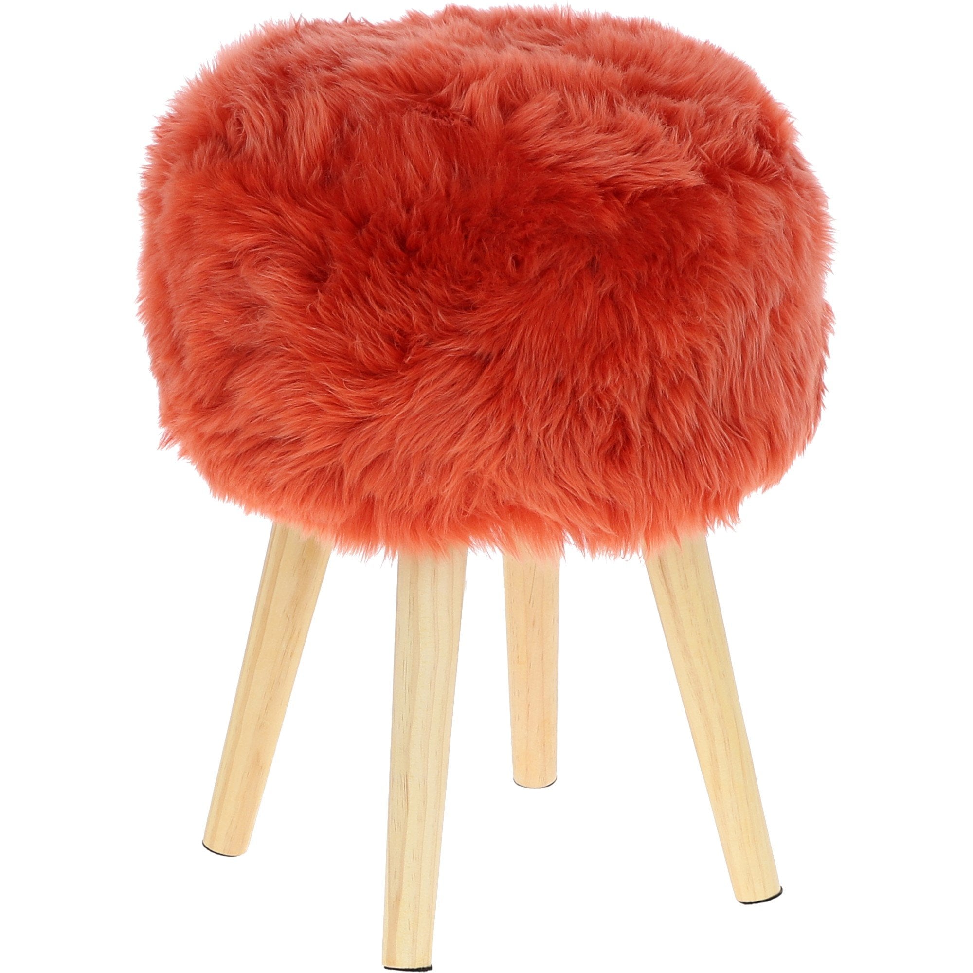 New Zealand Sheepskin Stool Burnt Orange: SHORT SHEEPSKIN STOOL