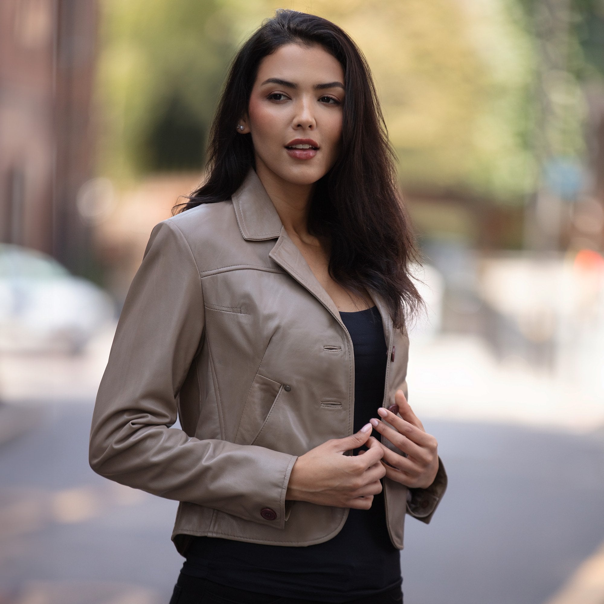 Ashwood Leather Short Blazer Jacket Biscuit : Awl 1676