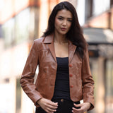 Ashwood Leather Short Blazer Jacket Tan : Awl 1676