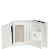 Ashwood Leather RFID Secure Wallet/Purse with Zip and Stud Closure White: X-30