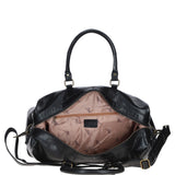 Large Leather Weekend Holdall Black: TL-009