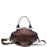 Executive Leather Laptop Bag with Buckle Pockets Brown: TL-008