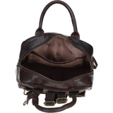 Compact Leather Backpack with Front Zip Pockets Brown: TL-006