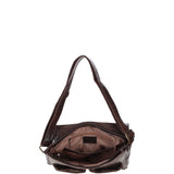 Leather Messenger Bag with Front Buckle Pockets Brown: TL-007
