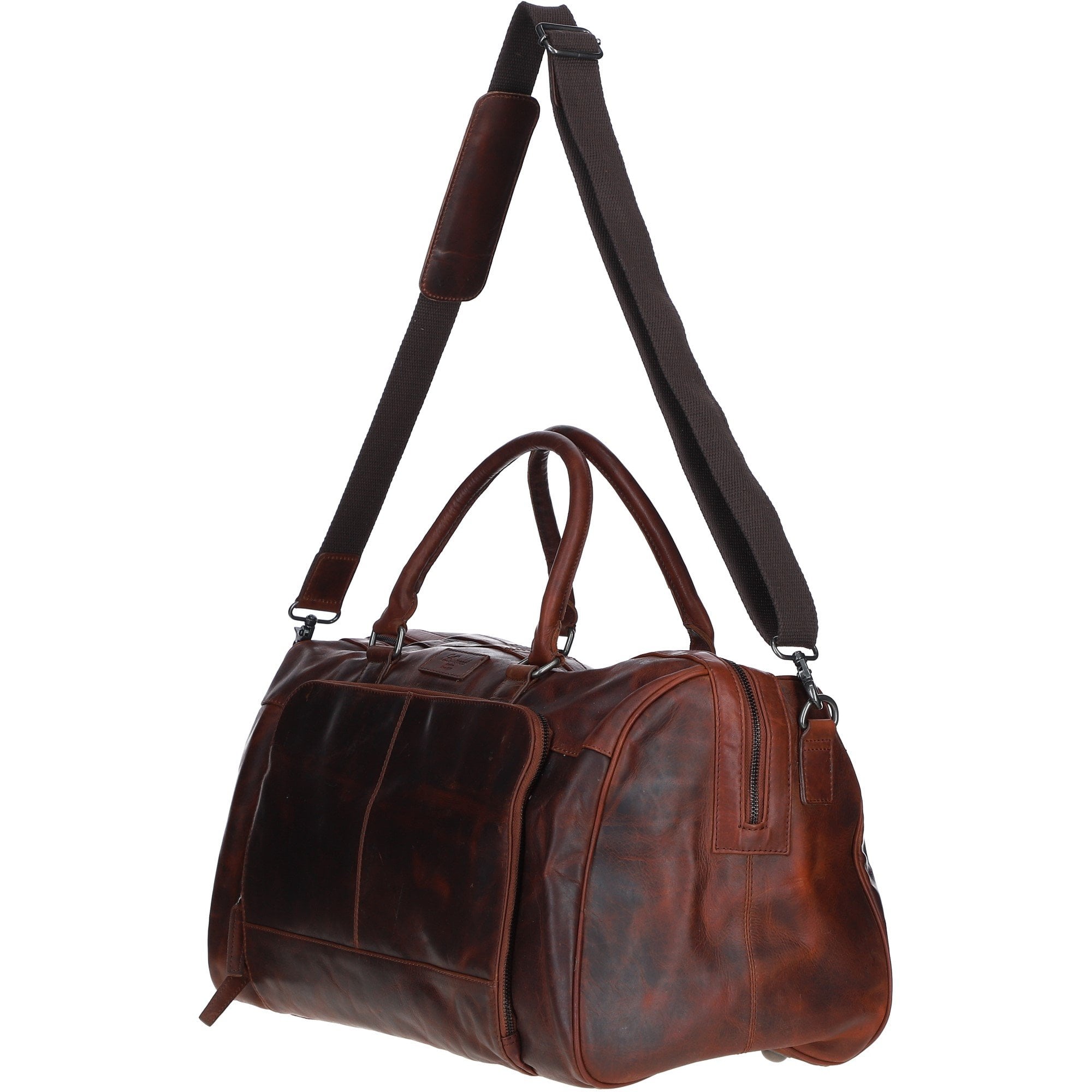 Leather Holdall with Spacious Interior Cognac: FE-25