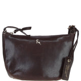Leather Compact Crossbody Bag Brown: Naomi