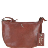 Leather Compact Crossbody Bag Cognac: Naomi