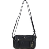 Leather Crossbody Bag with Adjustable Strap Black: Audrey