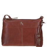 Elegant Leather Crossbody Bag Cognac: Delilah
