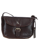 Leather Flap-Over Crossbody Bag Brown: Violet