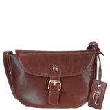 Leather Flap-Over Crossbody Bag Cognac: Violet