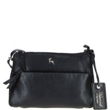 Elegant Leather Crossbody Bag with Adjustable Strap Black: Rose