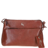 Elegant Leather Crossbody Bag with Adjustable Strap Cognac: Rose