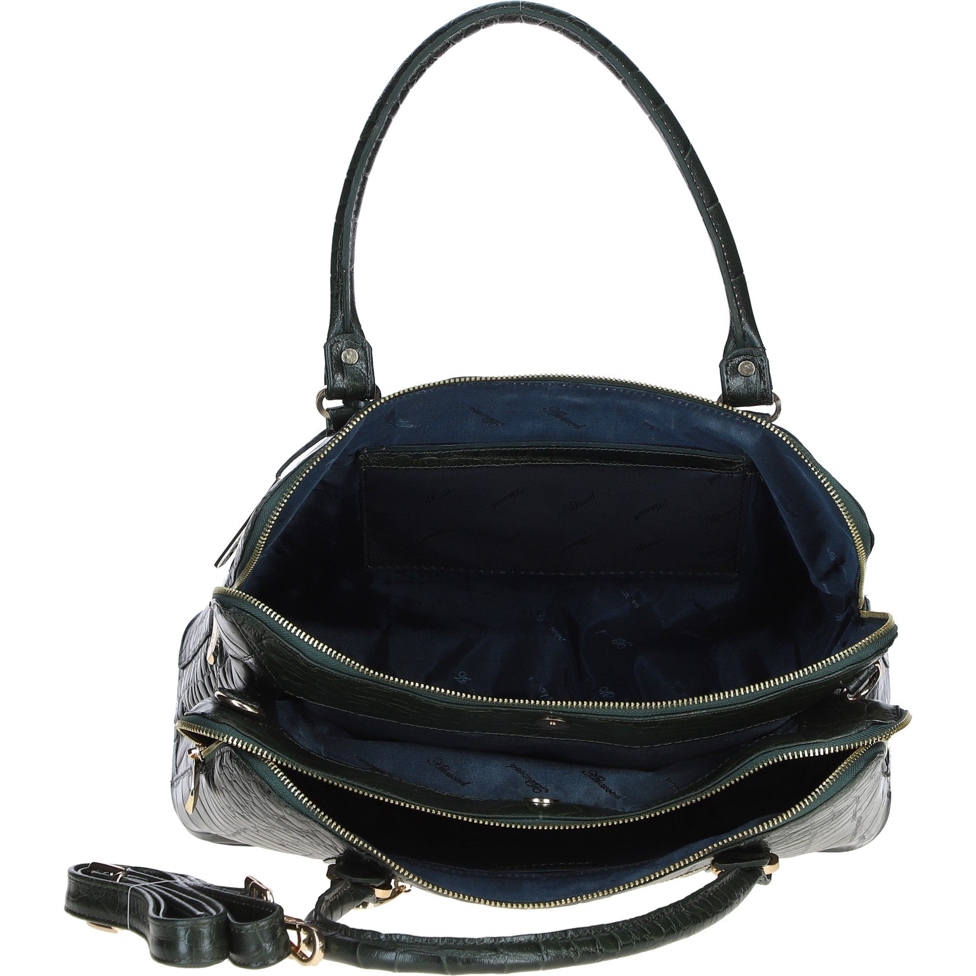 Large Leather Handbag Green/croc: Gina