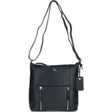 Practical Extending Pocket Leather Shoulder Bag Black: Donegal