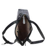 Classic Leather Zipped Shoulder Bag Black: Derry