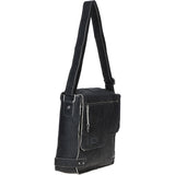Men's Leather Messenger Bag Black: 8353