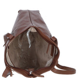 Designer Leather Shoulder Bag with Secure Zip Pocket Cognac: Bray