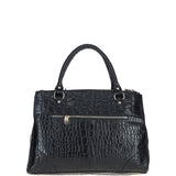 Three Section A4 Croc Print Leather Work Bag Black: A4 Work Bag