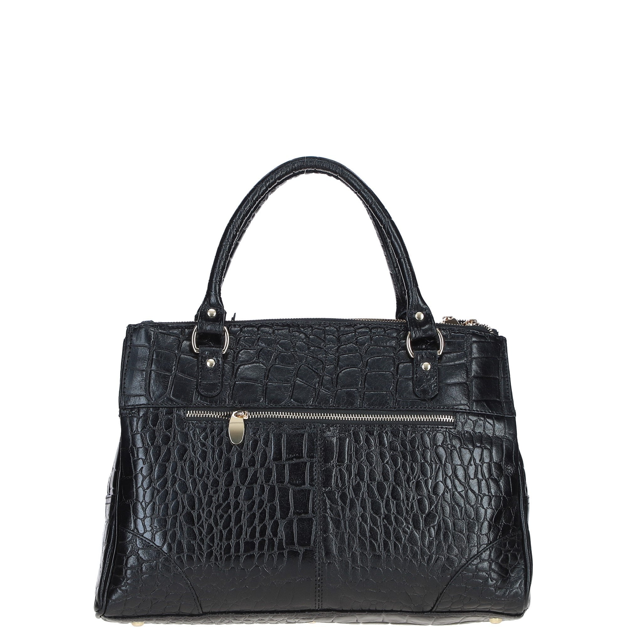 Three Section A4 Croc Print Leather Work Bag Black: A4 Work Bag