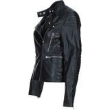Brampton Leather Ladies Biker Jacket Black: B Soho
