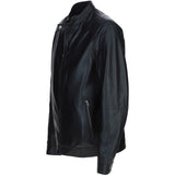 Ashwood Leather Mandarin Collar Biker Jacket Black: AMJ-31