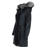 Stylish Ashwood Leather Ladies Three Quarter Jacket Black Fur: Emilia