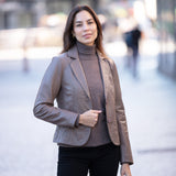 Ashwood Leather Women's Two Button Taupe Blazer: 10157