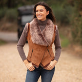Toscana Suede Leather Biker Gilet Tan: KB 620