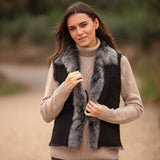 Reversible Toscana Suede Leather Gilet Black: KB-42