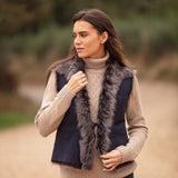 Reversible Toscana Suede Leather Gilet Navy/snowtip: KB-42