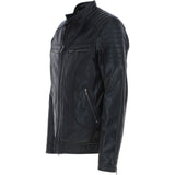 Mens Leather Biker Jacket Black: G-6200