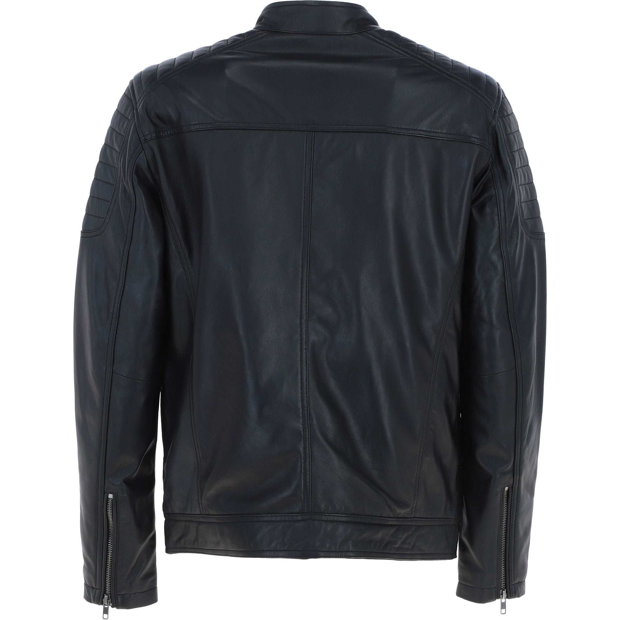 Mens Leather Biker Jacket Black: G-6200