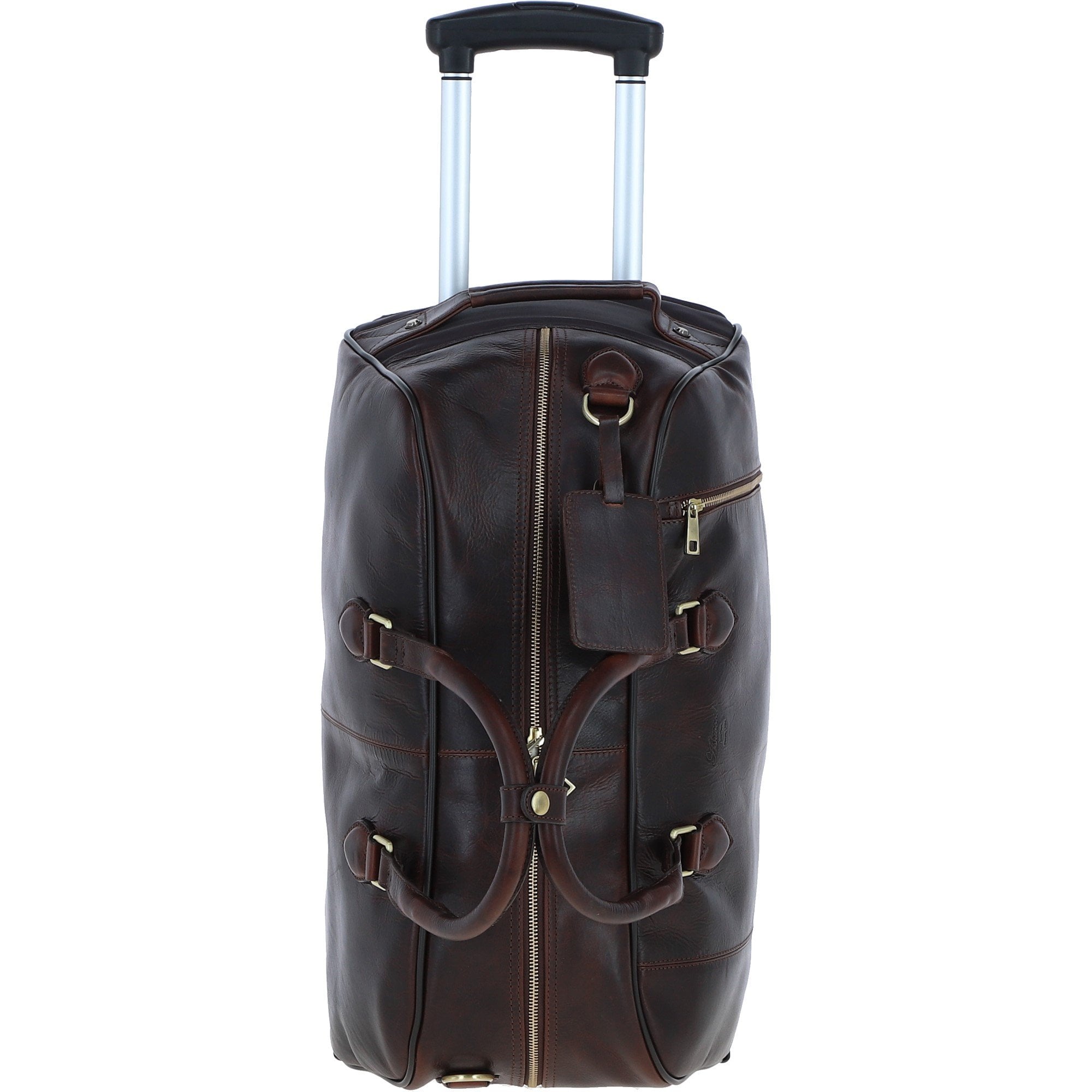 Luxurious Leather Wheeled Duffle Bag Brown: pl-50