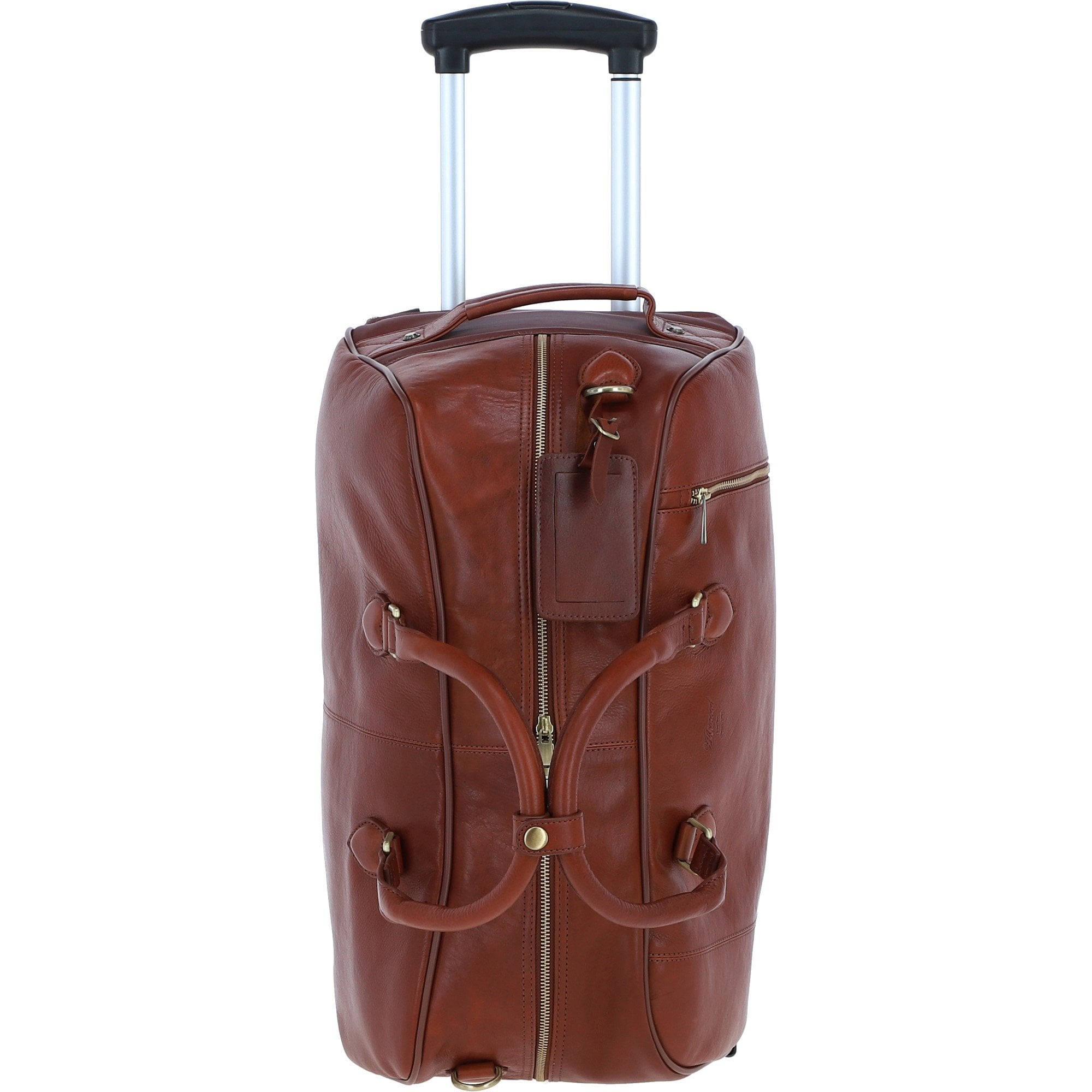 Luxurious Leather Wheeled Duffle Bag Tan: pl-50