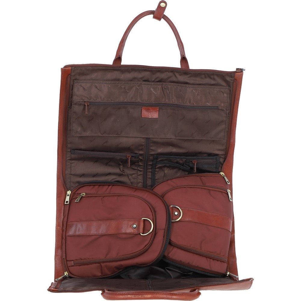 Premium Leather Holdall with Detachable Shoulder Strap Tan: pl-49