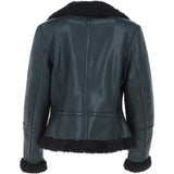 Womens Shearling Biker Jacket Black: 2418