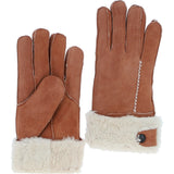 Womens Leather Sheepskin Gloves Light Tan-4: FEN-903