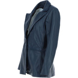 Womens Leather Fashion Single Breasted Blazer Navy: AWL-Blazer